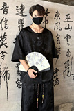 TK500新中式风夏季冰丝垂感短袖T恤龙纹套装男七分裤两件套，男装T恤，电商A115