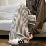 K160条纹编织感小香风直筒休闲裤男潮流复古阔腿裤特P35无差价，男装休闲裤，电商A115