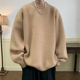 M201港风秋冬套头圆领毛衣男潮宽松酒红线衣针织衫特P35无差价，男装针织衫/毛衣，电商A115