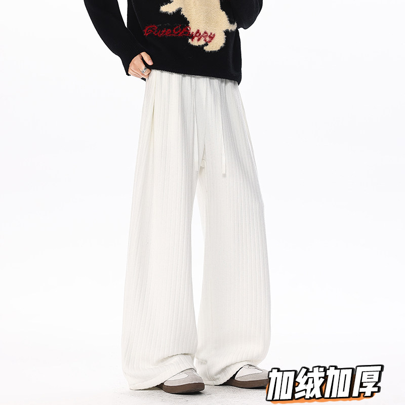 K112肌理垂感条纹加绒加厚休闲裤男潮直筒裤特P40加绒P45无差价,男装卫衣,电商A115