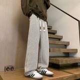 K160条纹编织感小香风直筒休闲裤男潮流复古阔腿裤特P35无差价，男装休闲裤，电商A115