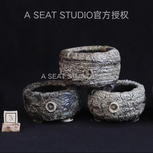 A SEAT STUDIO泰国进口古拙石纹手工侘寂风块根绿植手工花盆