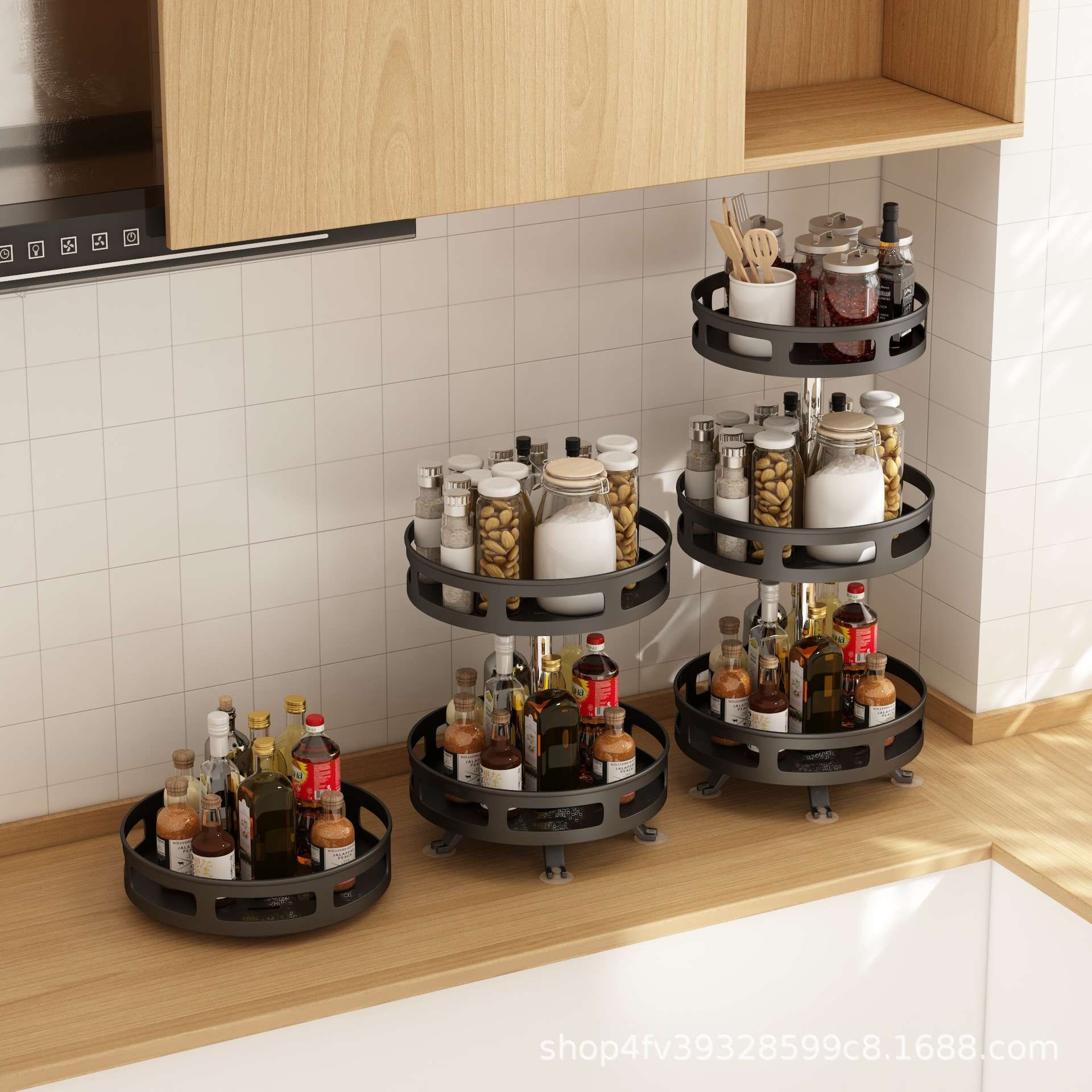 厨房可旋转360度调料置物架调味品转角油盐酱醋多功能收纳置物架