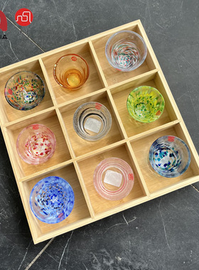 aderia石冢硝子津轻玻璃杯清酒杯日式四季酒杯彩色手工小茶杯木盒