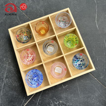aderia石冢硝子津轻玻璃杯清酒杯日式四季酒杯彩色手工小茶杯木盒