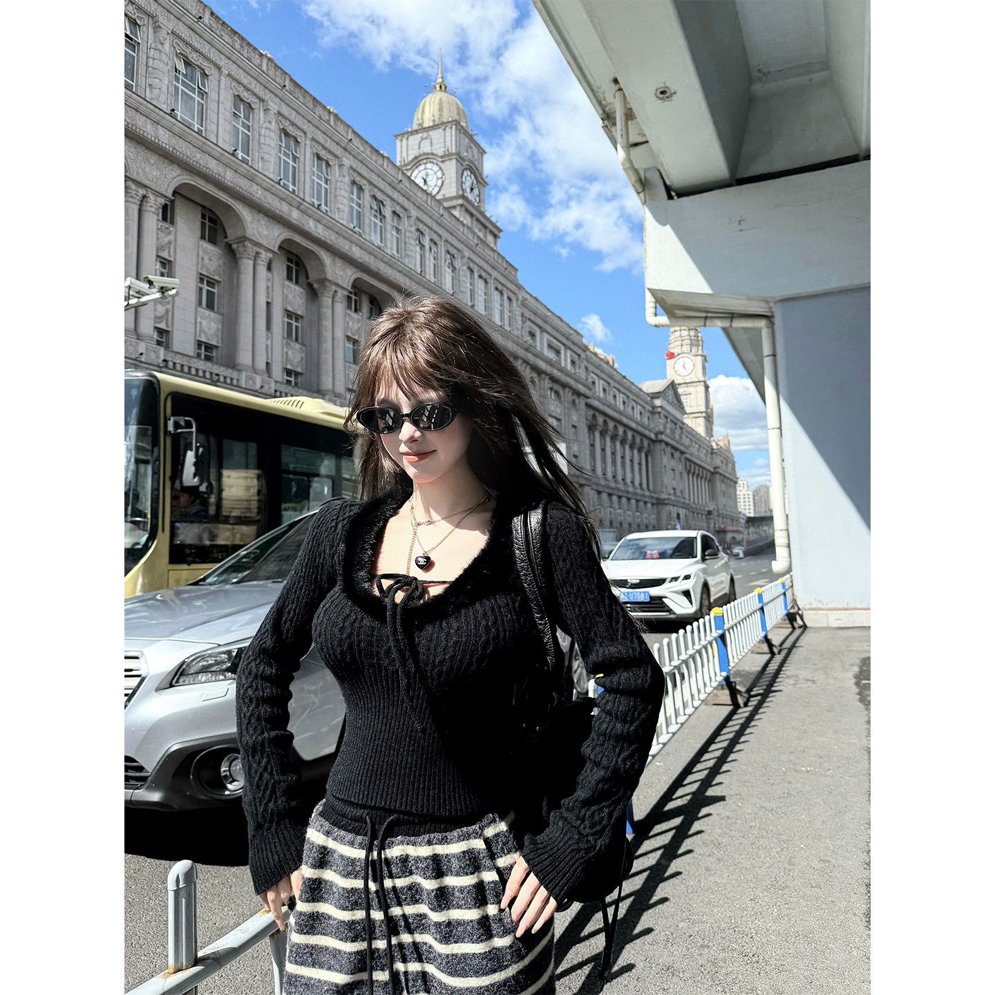 秋澄LeeAutumn 柔欲主旋律 坑条交叉系带u领纯欲辣妹修身针织毛衣,女装/女士精品,毛衣,淘宝优惠券,粉丝福利购,淘宝优惠卷