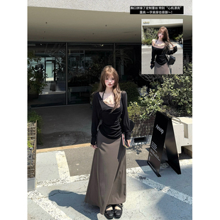 女吊带长 天丝纯欲慵懒罩衫 短半裙四件套 姐系松弛 秋澄LeeAutumn