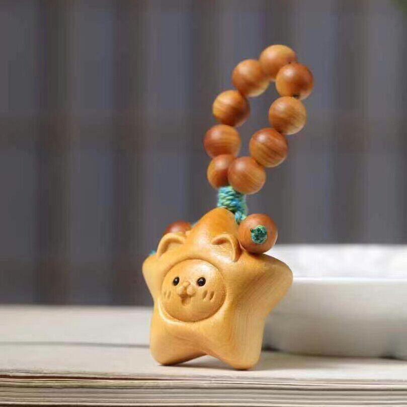 崖柏星星猫手捻挂件文玩