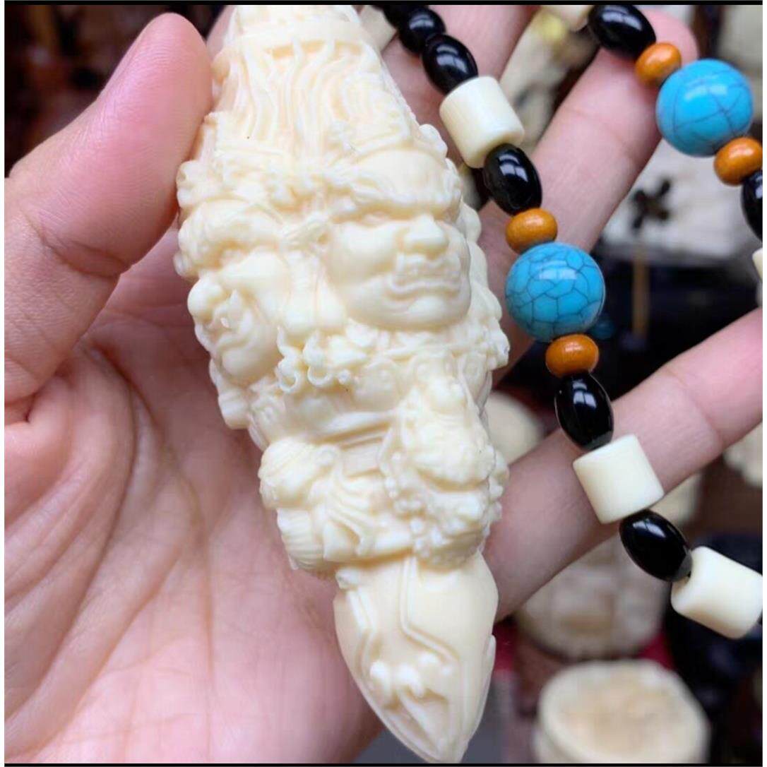 象牙果大黑天降魔枚雕刻