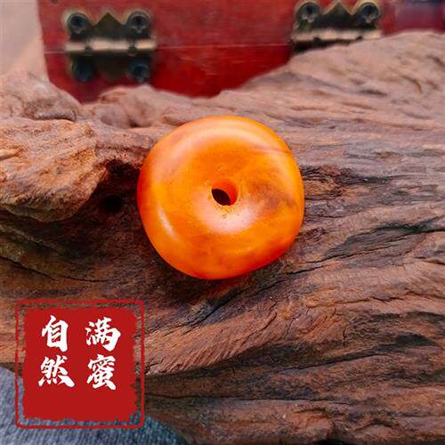天然纹理随形老蜜蜡饼子扣子吊坠面包圈星月金刚配饰配珠