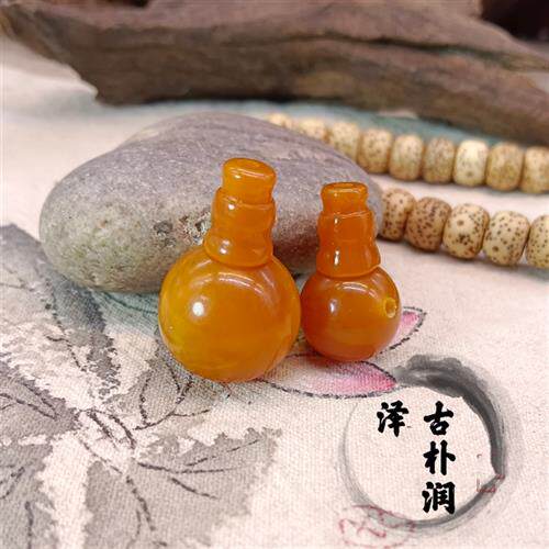 天然原矿蜜蜡圆头圆珠佛头三通金刚星月菩提108手串配饰