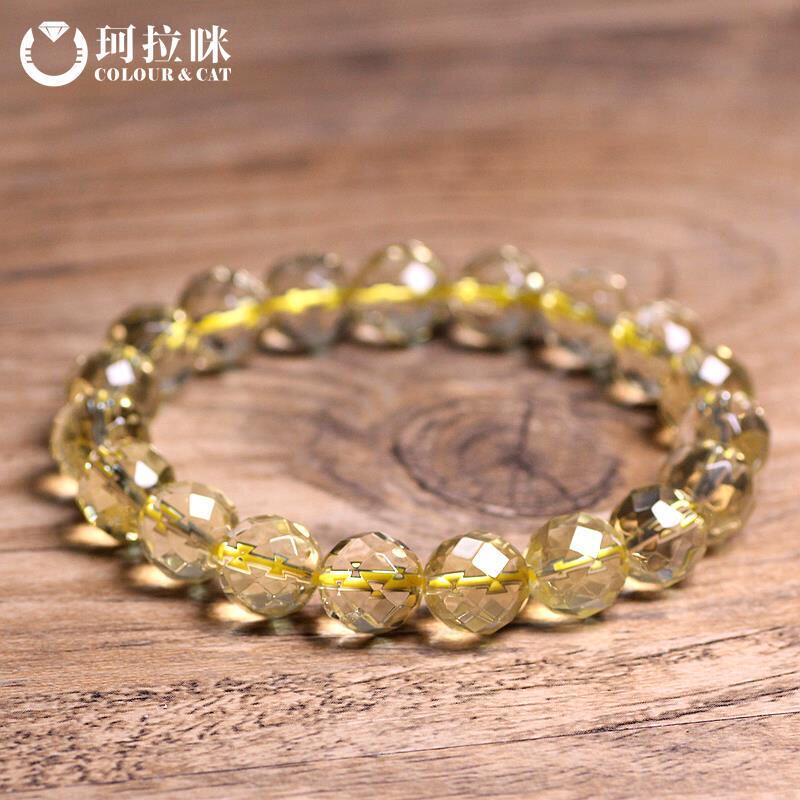 巴西切面黄水晶手链男女