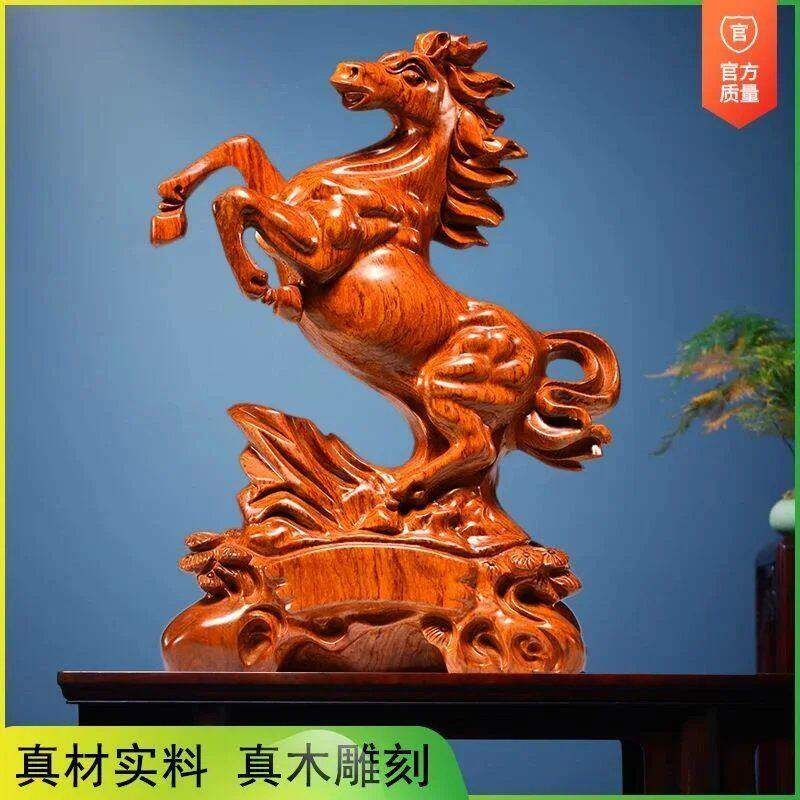 花梨木质马摆件红木实工