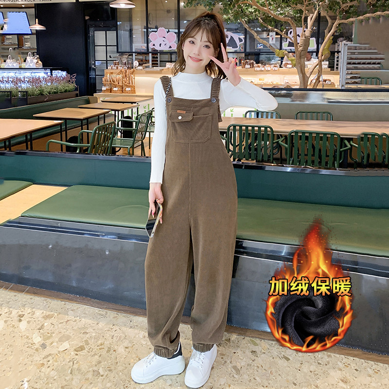 孕妇背带裤春秋装2025新款加厚欧棉绒宽松时尚孕妇裤子秋冬两件套,孕妇装/孕产妇用品/营养,孕妇休闲裤,淘宝优惠券,粉丝福利购,淘宝优惠卷