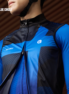 蓝圆BlueCircle黑色防风超轻马甲公路自行车骑行服防寒易收纳背心