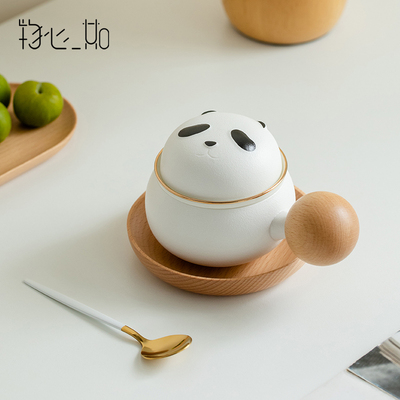 物心一如熊猫茶咖杯陶瓷泡茶杯茶水分离马克杯生日礼物品咖啡杯子