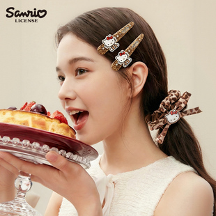 Hellokitty发饰豹纹儿童发夹可爱宽边发箍成人发圈头绳发夹女生