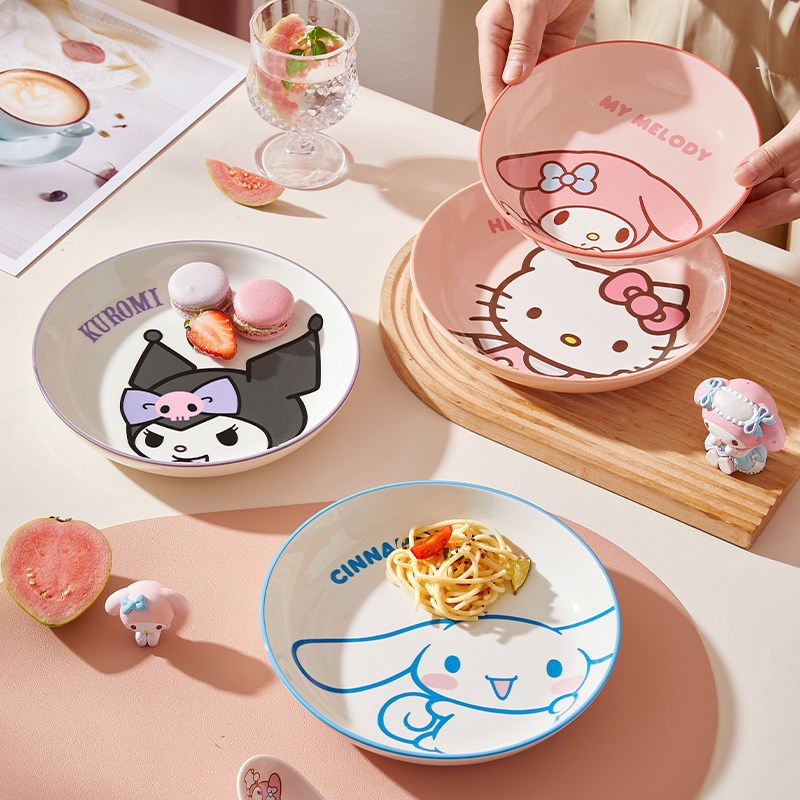 三丽鸥可爱盘子家用2026新款菜盘碟子陶瓷水果盘儿童餐具卡通餐盘,餐饮具,盘,淘宝优惠券,粉丝福利购,淘宝优惠卷