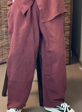 9593秋季新款高品质纯亚麻长裤哈伦裤休闲百搭宽松显瘦日常款做旧