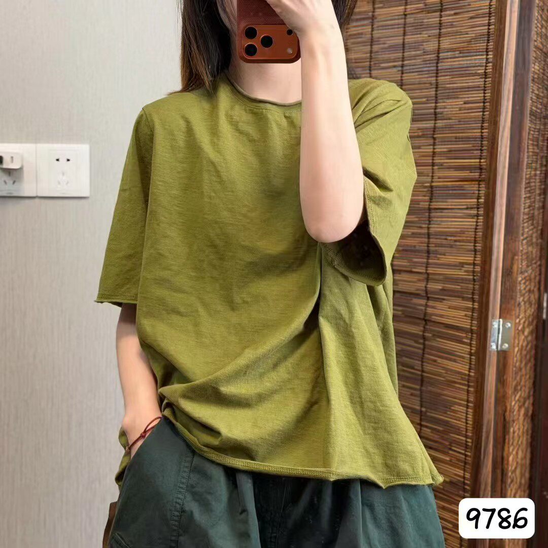夏季纯棉短袖宽松显瘦T恤女