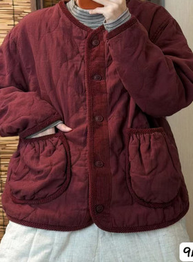 9671秋季新款简约夹棉棉衣女双口袋单排扣舒适保暖休闲日常宽松女