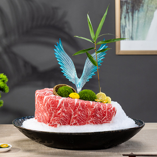 高端三文鱼鱼生刺身专用盘冰盘海鲜姿造摆盘盘子牛肉拼盘意境餐具