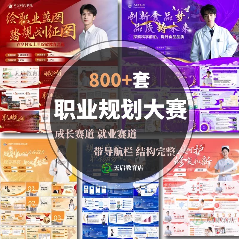 职规赛PPT模板大学生职业生涯规划书大赛成长就业赛道高级感红色