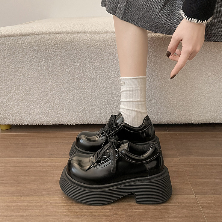 原创乐福鞋女2026春新款ins粗跟厚底百搭交叉系带气质制服小皮鞋,女鞋,乐福鞋（豆豆鞋）,淘宝优惠券,粉丝福利购,淘宝优惠卷