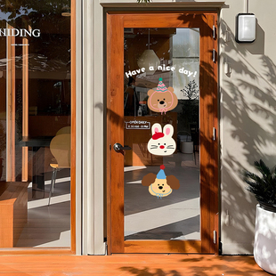 ins风网红烘焙面包蛋糕甜品玻璃门静电贴纸店铺卡通可爱装饰贴