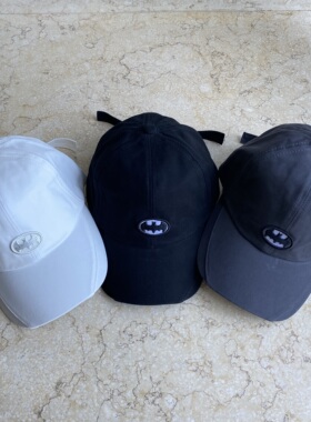 国潮大牌SMFK棒球帽软顶帽子蝙蝠侠联名男女同款明星推荐烟灰色