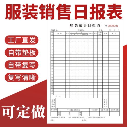 服装销售日报表营业利润记账本