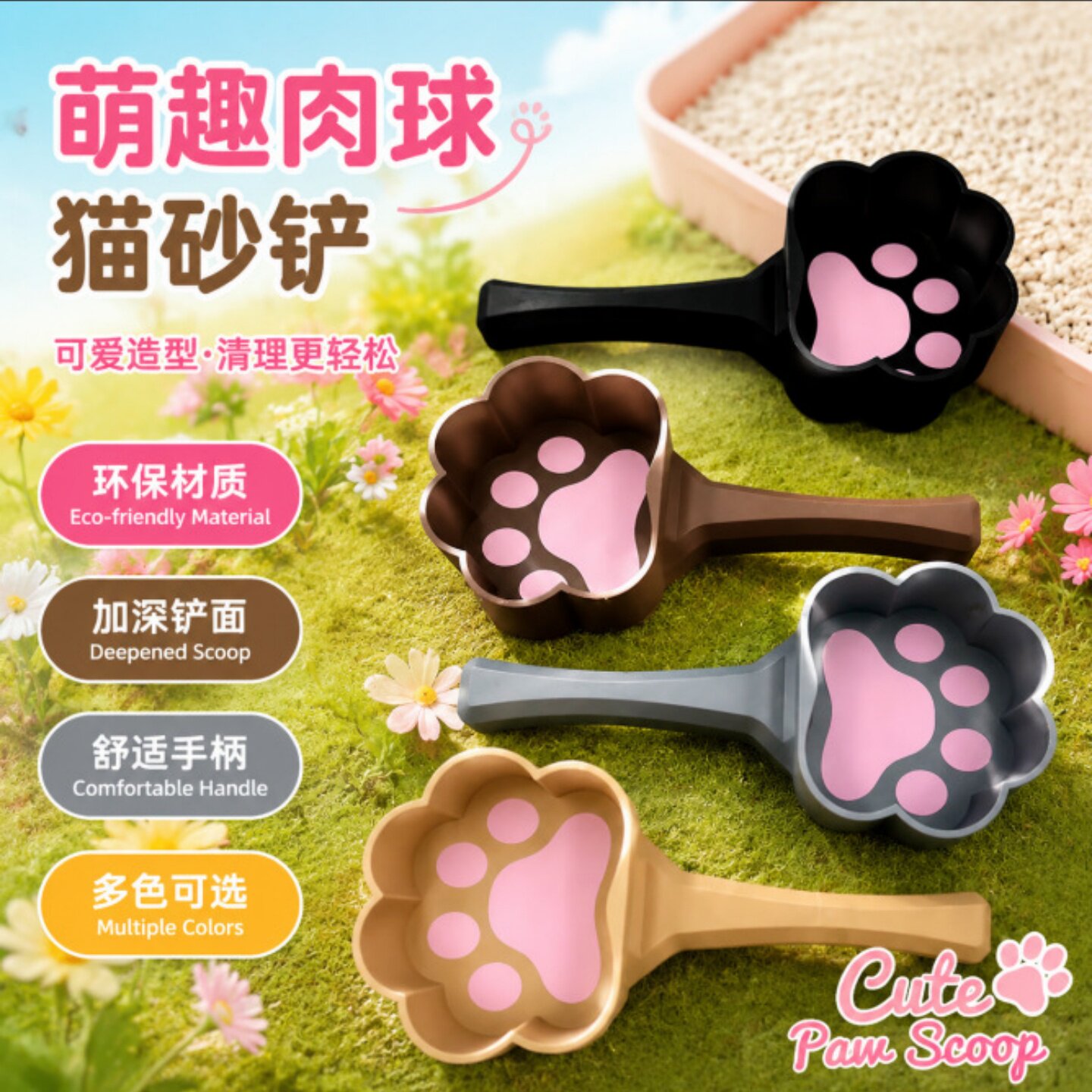 3D打印宠物粮勺创意可爱猫爪勺宠物猫爪猫狗粮勺子摆件玩具