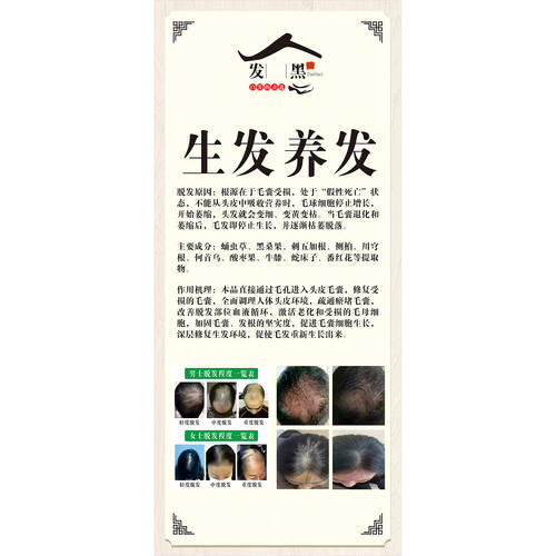 生发养发功效好处自粘挂图海报植物养发高清广告贴画理发装饰挂画