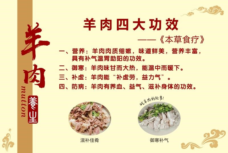 羊肉汤海报贴纸贴画羊肉粉的好处羊肉的功效养生广告装饰画背胶
