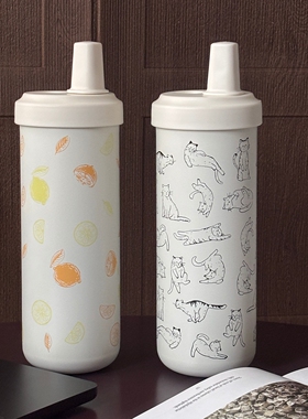 原创手绘风小黑猫保温杯女生可爱珍珠奶茶保温杯学生户外冰霸杯子