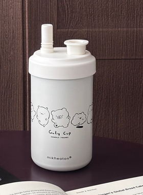 原创小熊保温杯女生吸管水杯小巧便携咖啡杯奶茶杯外带高颜值杯子