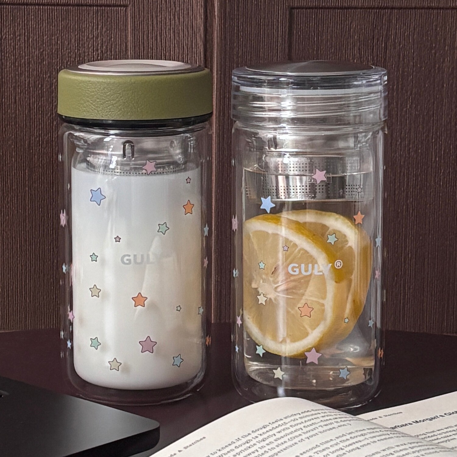 原创星星双层玻璃杯设计师款女生ins大容量办公室泡茶水杯隔热杯