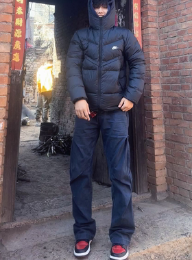 ZLAYCO美式复古水洗做旧褶皱工装裤潮牌宽松微喇男女休闲裤牛仔裤