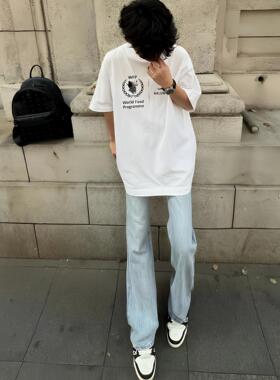 ZLAYCO高街基础水洗复古美式百搭微喇显瘦男女牛仔裤休闲长裤