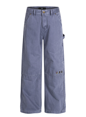 ZLAYCO美式复古做旧蓝色水洗vitage法工裤直筒宽松男女工装牛仔裤