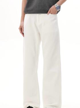 ZLAYCO美式高街白色微喇弹力百搭显瘦修身男女牛仔裤休闲长裤