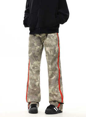 ZLAYCO 美式街头嘻哈迷彩裤男女小众宽松直筒冲锋休闲工装长裤子