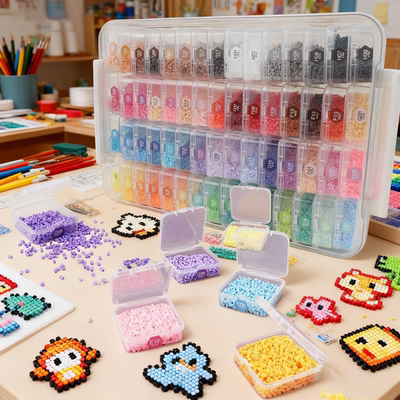 拼豆收纳盒米珠配件钻石美甲串珠透明整理饰品分装盒高级独立装