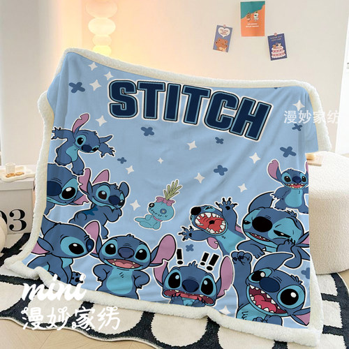 数码印花史迪仔毛毯可机洗