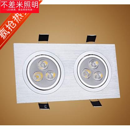 热销led斗胆灯双头射灯6w10W14WLED筒灯长方形天花灯两头格栅