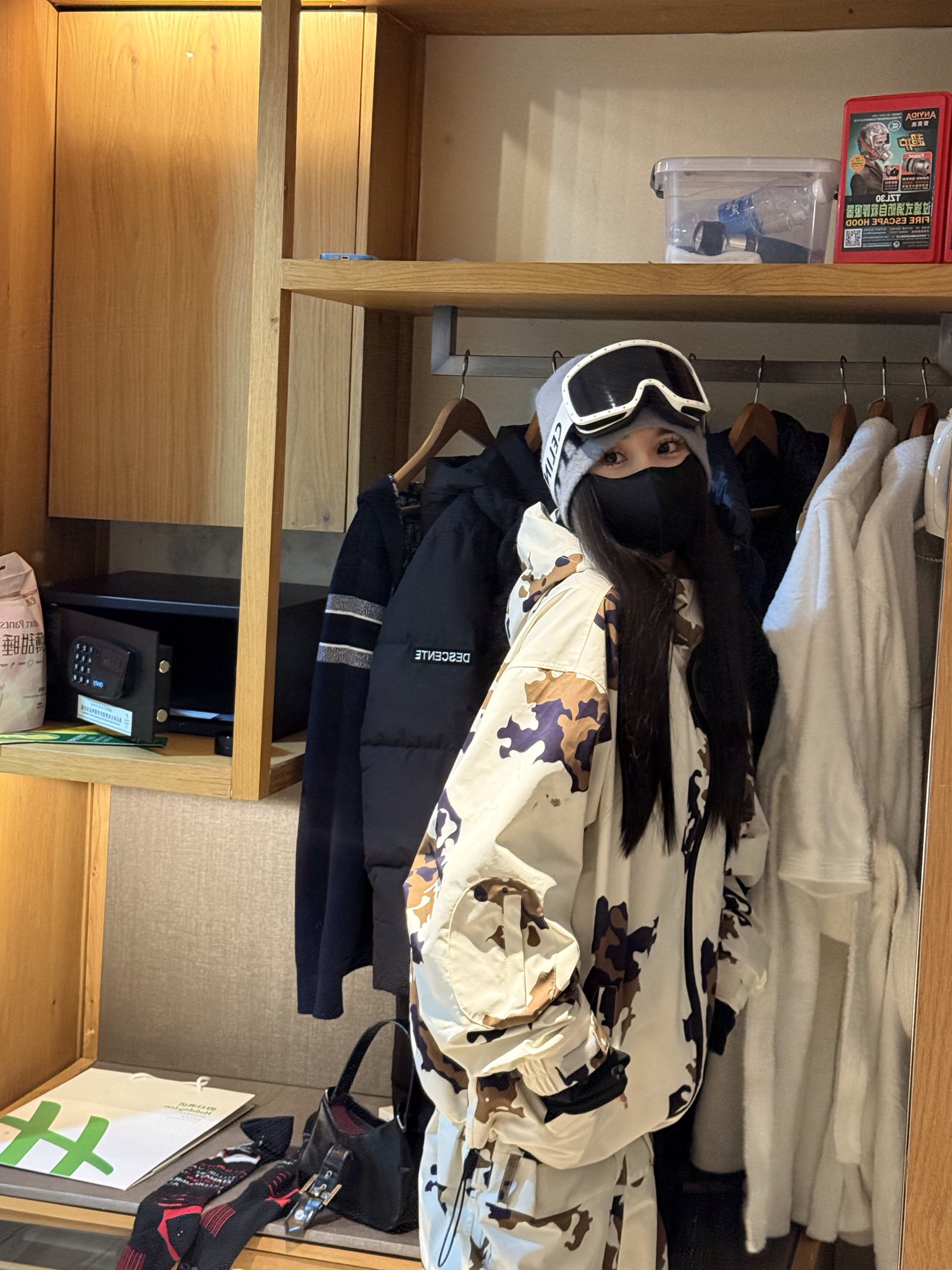 美拉德色系新款迷彩滑雪服男女同款宽松单板滑雪衣外套防风防水