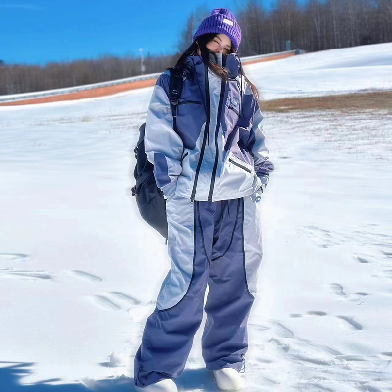 小个子单板爆款滑雪服套装高级感滑雪秋冬双板自由式外套拼接套装