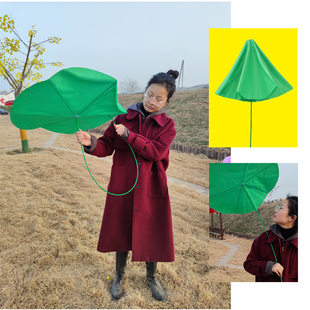 舞蹈道具清风荷影仿真荷叶舞台表演道具幼儿园演出手持荷叶伞荷花