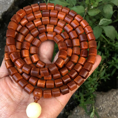 正宗崖柏木陈化老料1.0*1.0cm桶珠108颗手链文玩高密度玻璃底男女