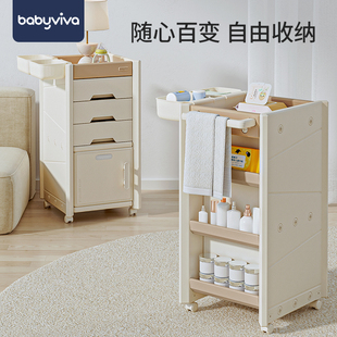 babyviva婴儿用品置物架床头收纳柜护理推车移动奶瓶储物架零食柜